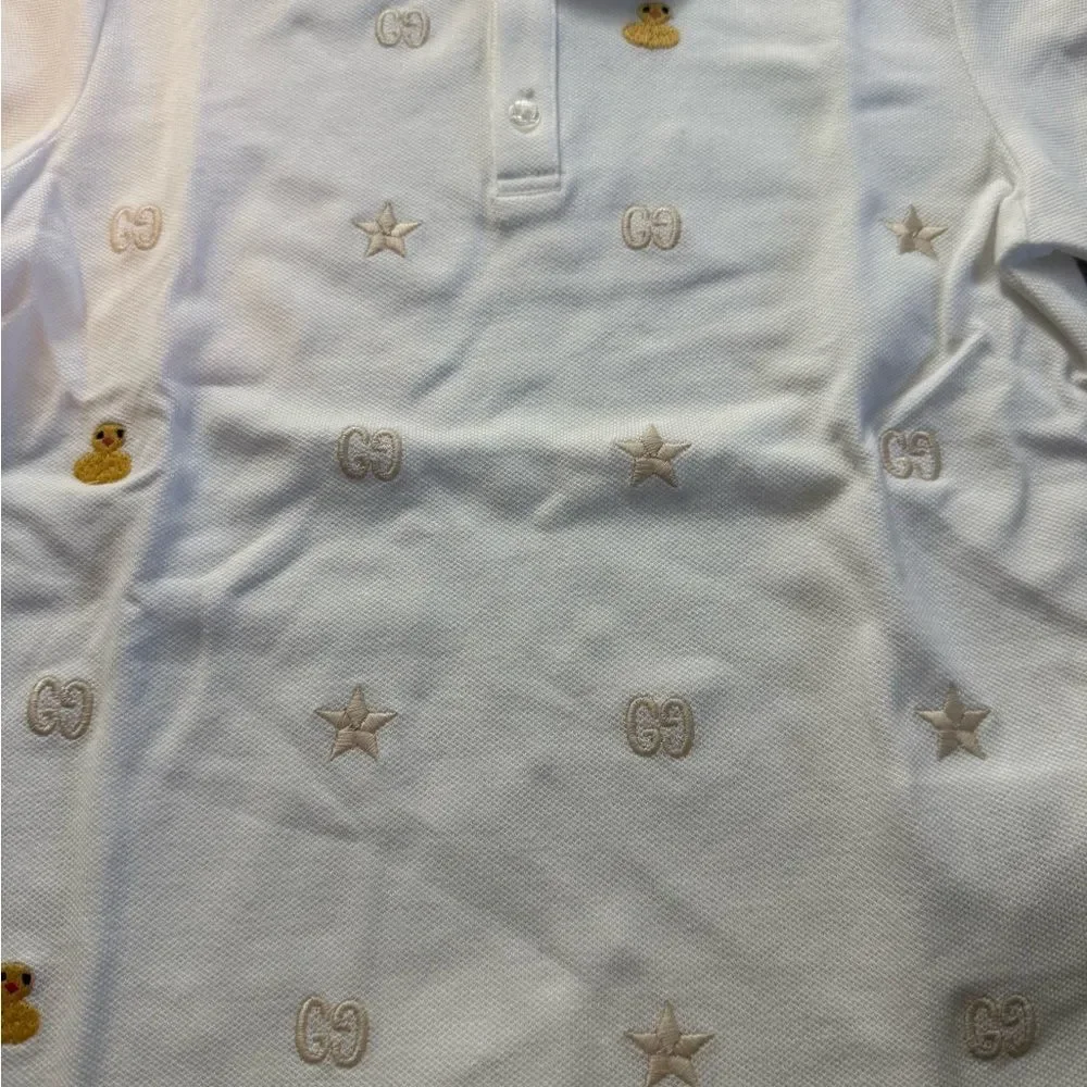 Gucci Kids Embroidered Polo Shirt • Size 3Y • White • NWT